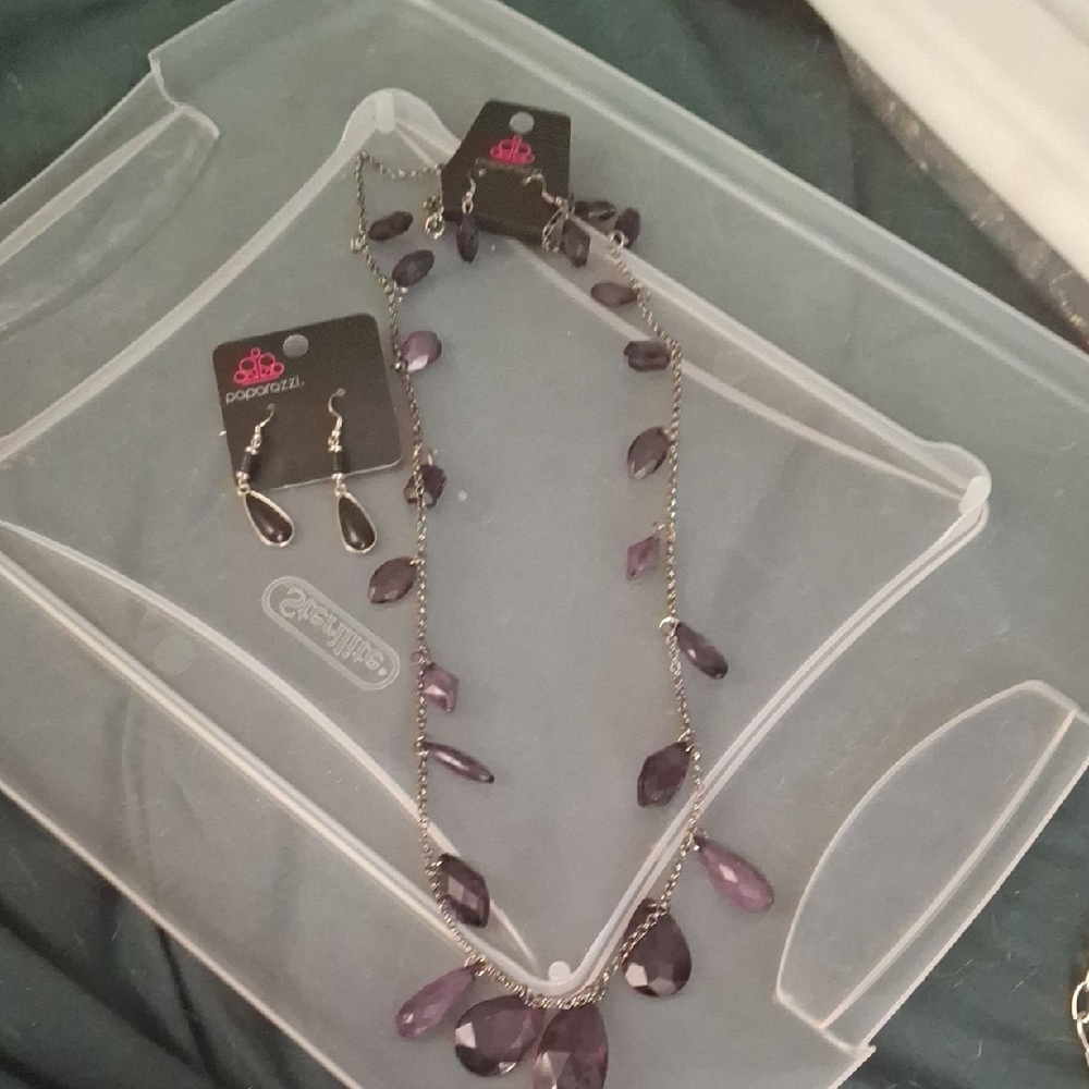Paparazzi Amethyst Jewel Necklace and Earring Set